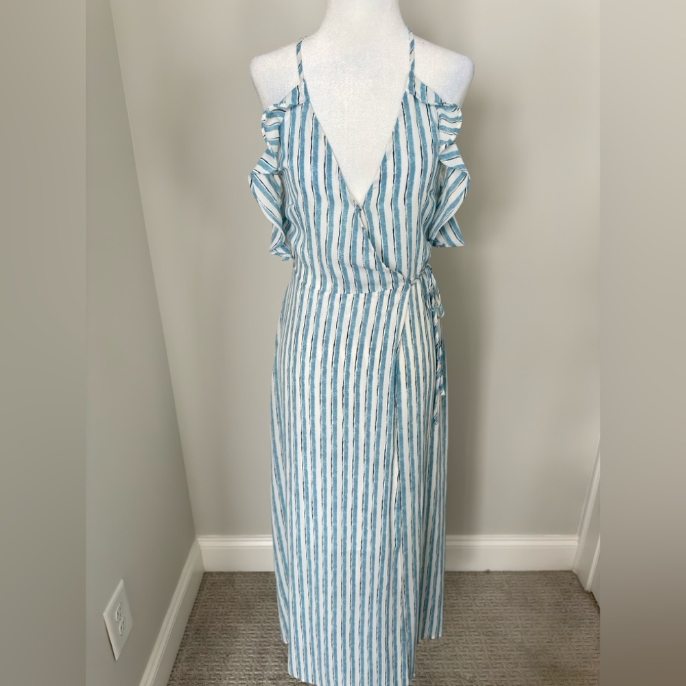 Lush Blue and White Striped Maxi Dress